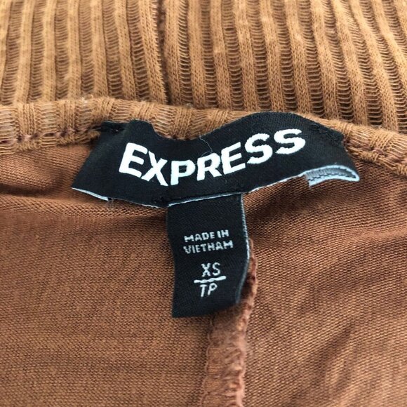 Express Women Brown Casual Dress XS Knitted Sheer Fabric Lined Mid Length - Picture 6 of 7
